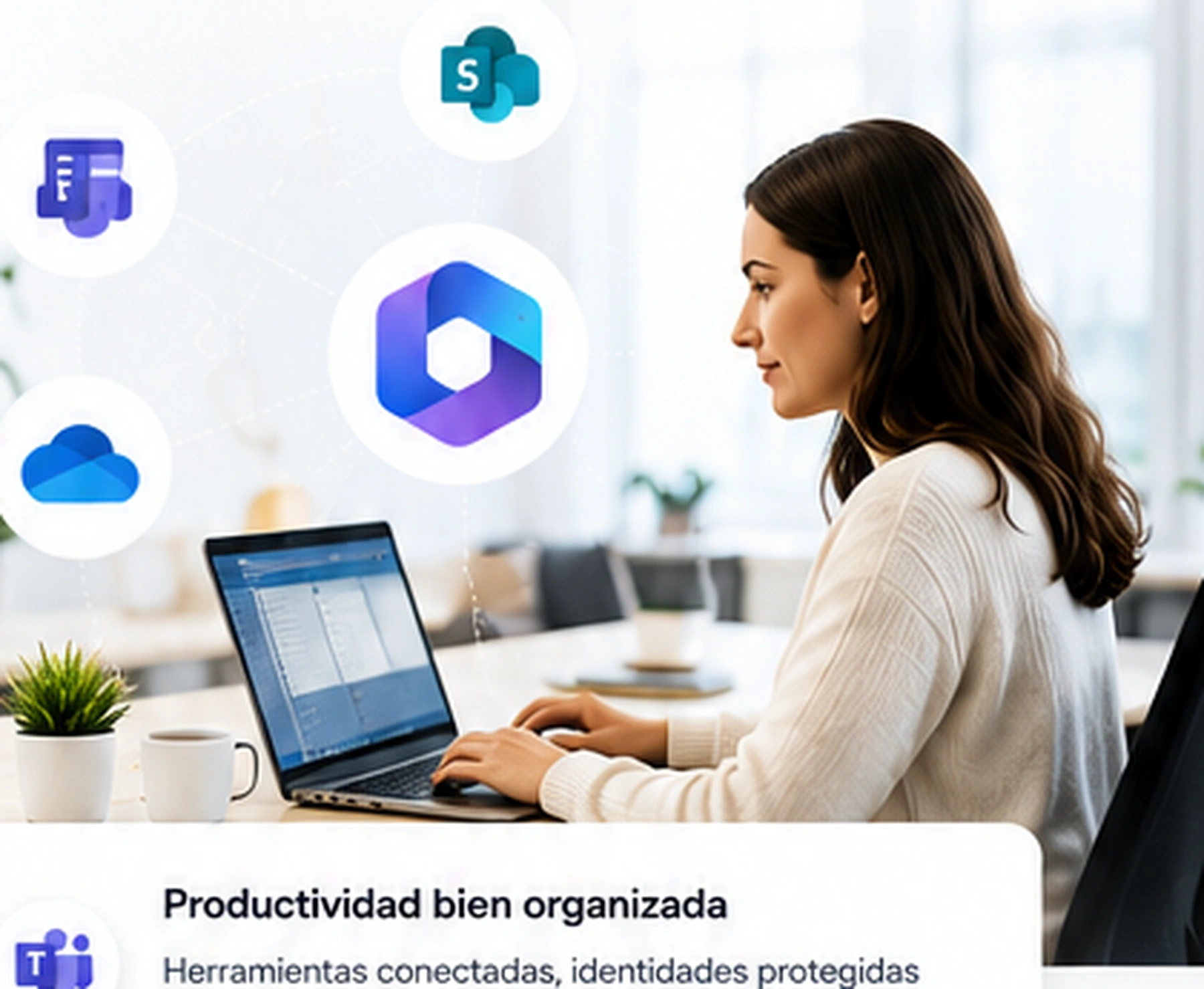 Profesional trabajando con Microsoft 365